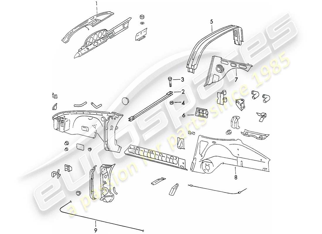 porsche 1971 (911) interior panelling part diagram