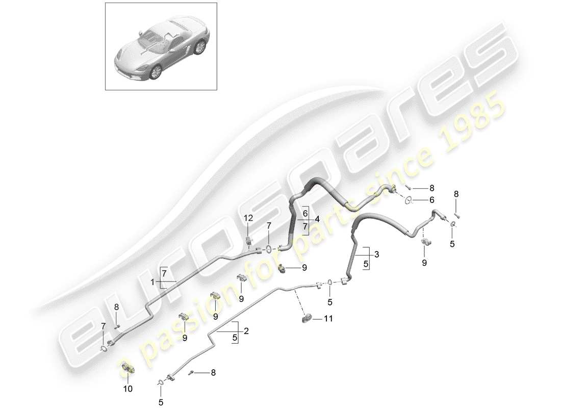 porsche 2017 (718 boxster) refrigerant circuit part diagram