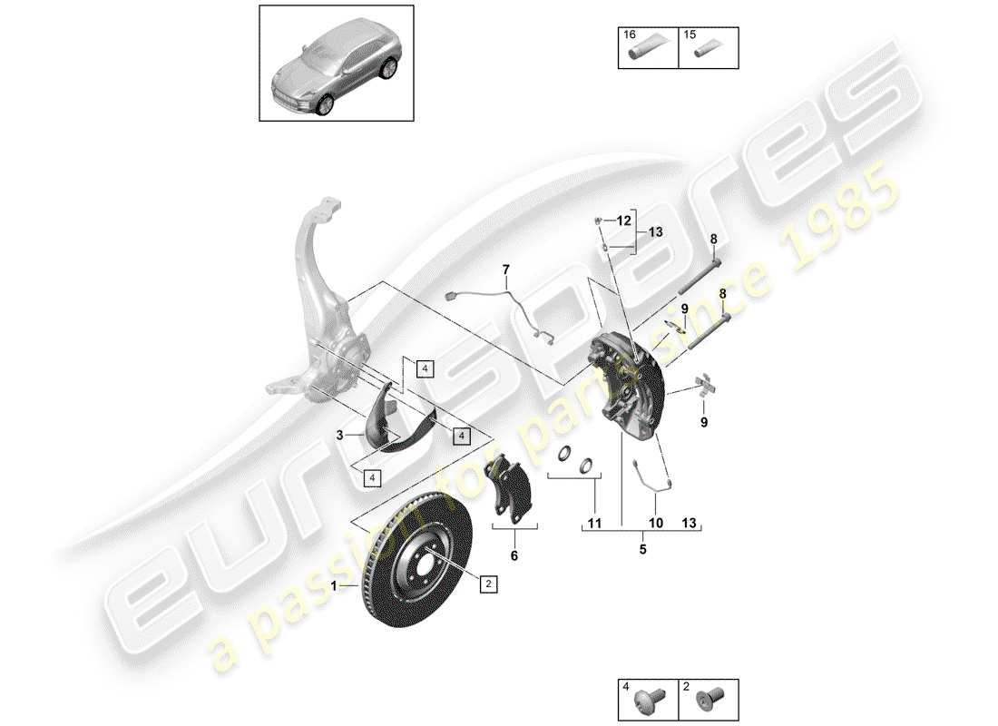 porsche 2020 (macan) disc brakes parts diagram