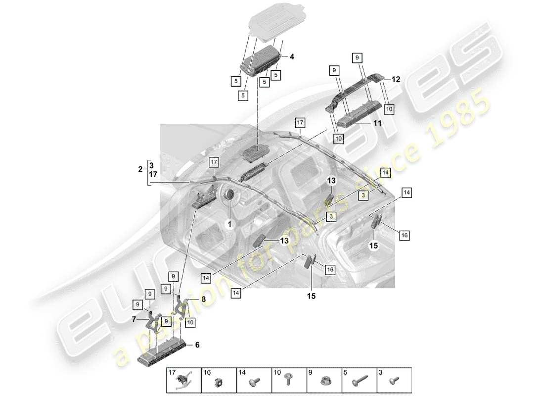 porsche 2018 (cayenne e3 9ya/9yb) airbag part diagram