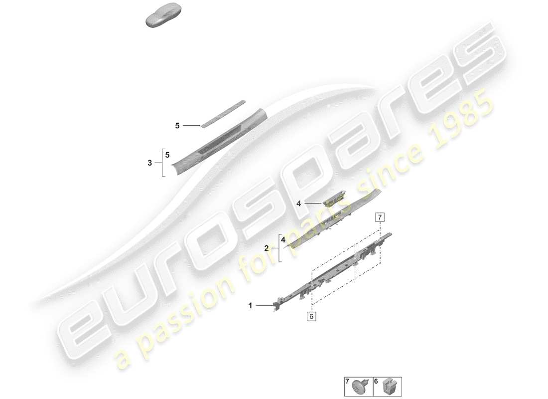 porsche 2019 (992-1) side member trim part diagram