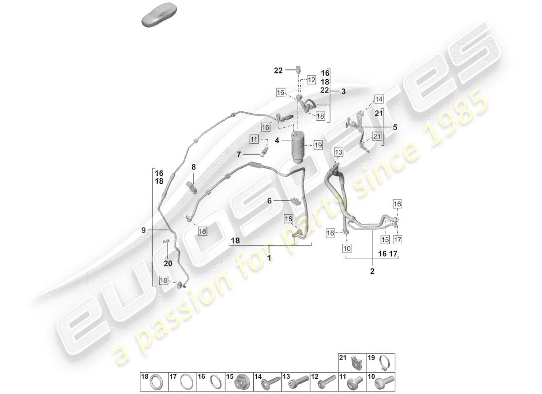 porsche 2019 (992-1) air conditioner part diagram