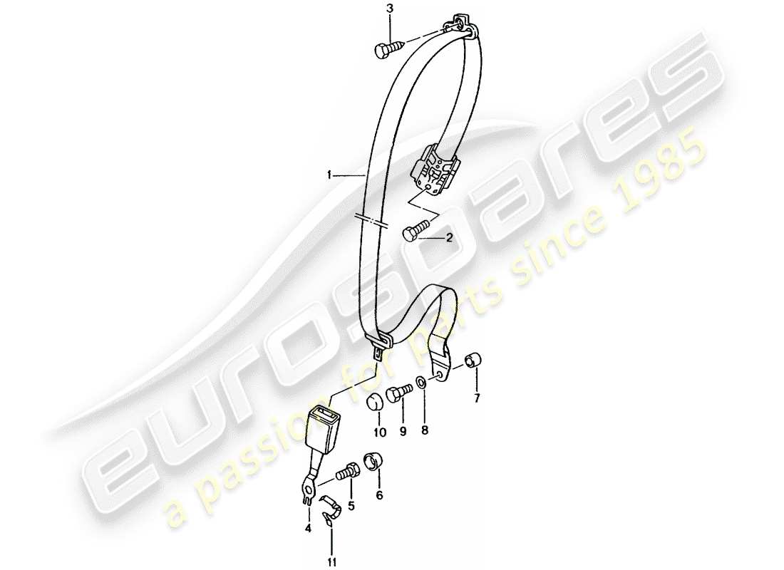 porsche 996 (2000) three-point seat belt part diagram