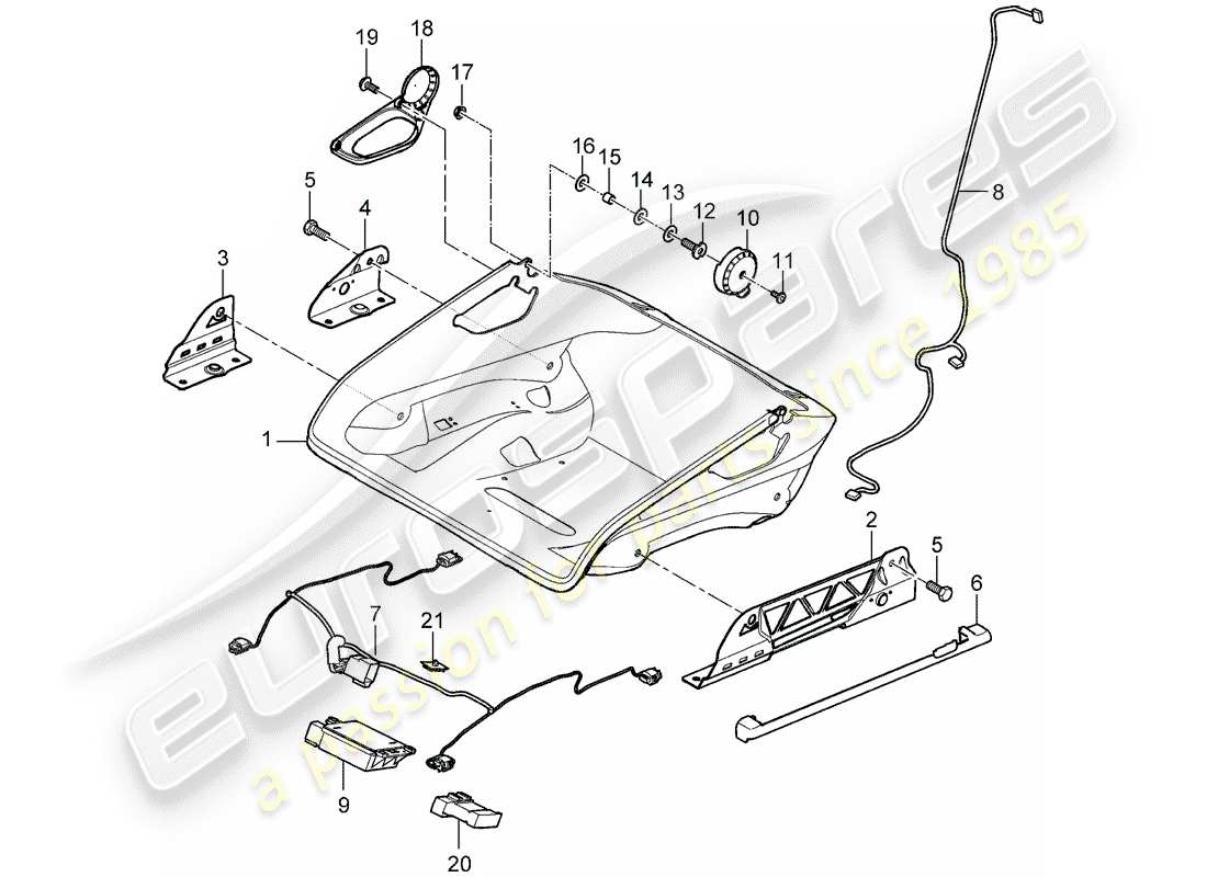 porsche 2008 (997-1 gt3) seat part diagram