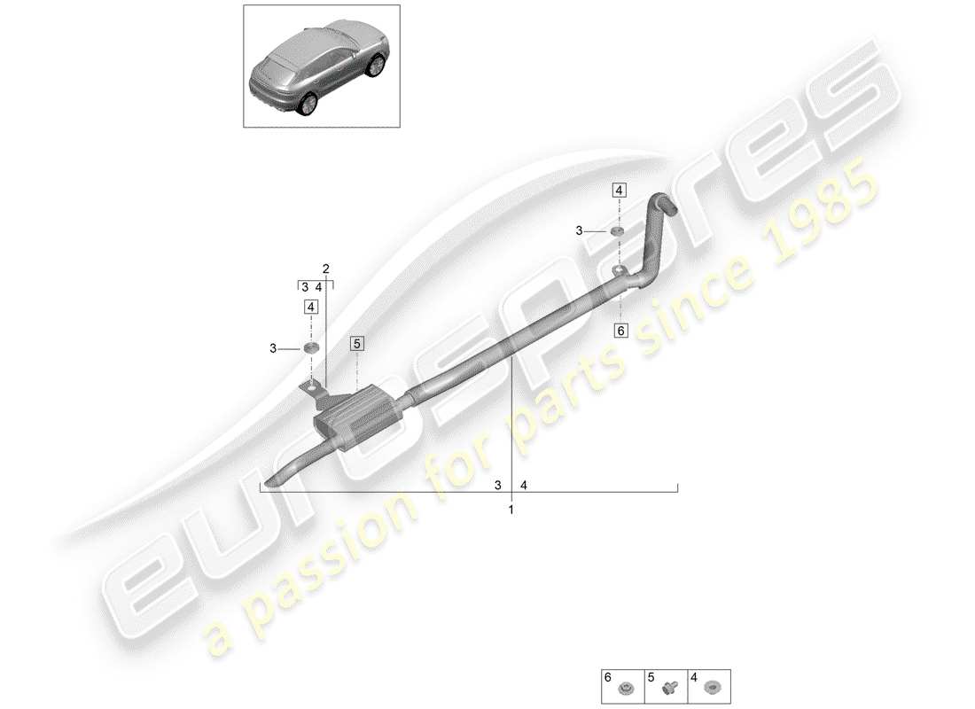porsche macan (2020) exhaust system parts diagram