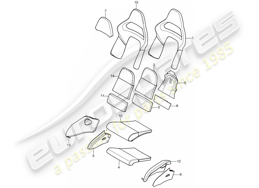 porsche 997 gt3 (2007) foam part part diagram