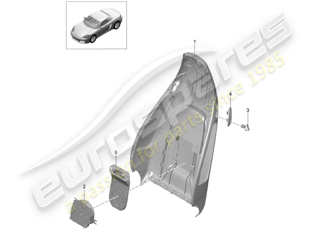 porsche 2017 (718 boxster) backrest shell part diagram