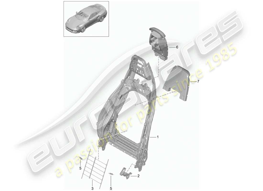 porsche 2015 (991-1 turbo) frame - backrest part diagram
