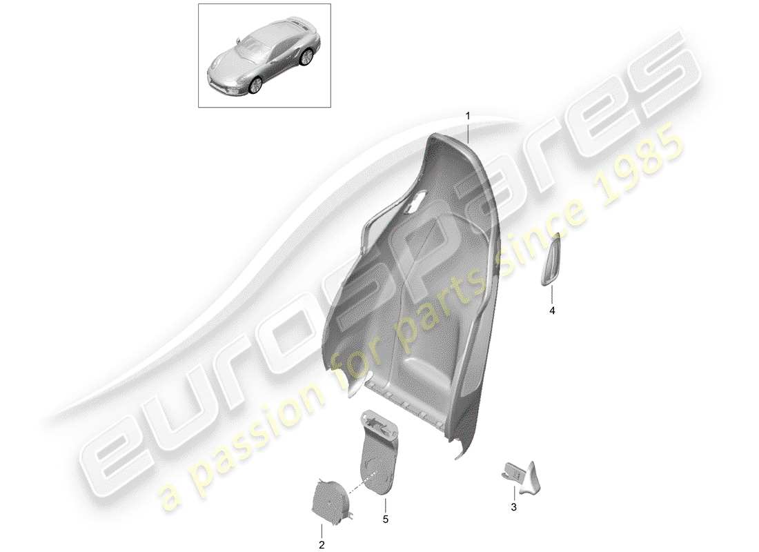 porsche 2016 (991-1 turbo) backrest shell part diagram