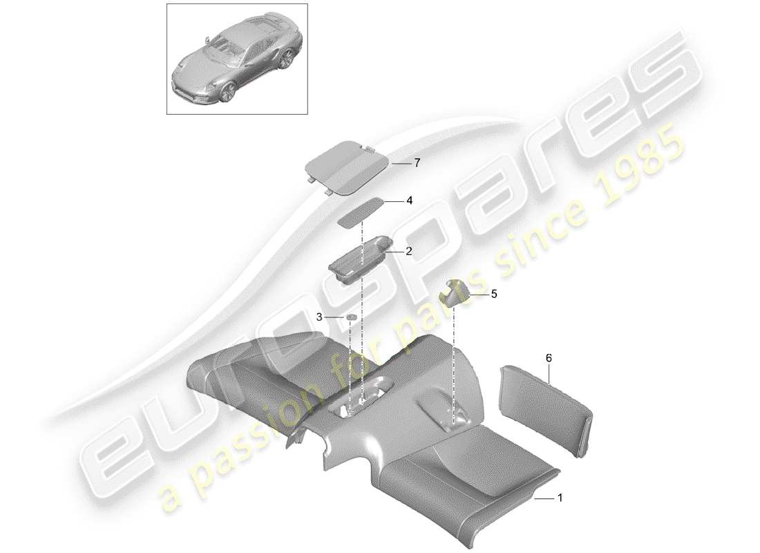 porsche 2017 (991-2 turbo) back seat cushion part diagram