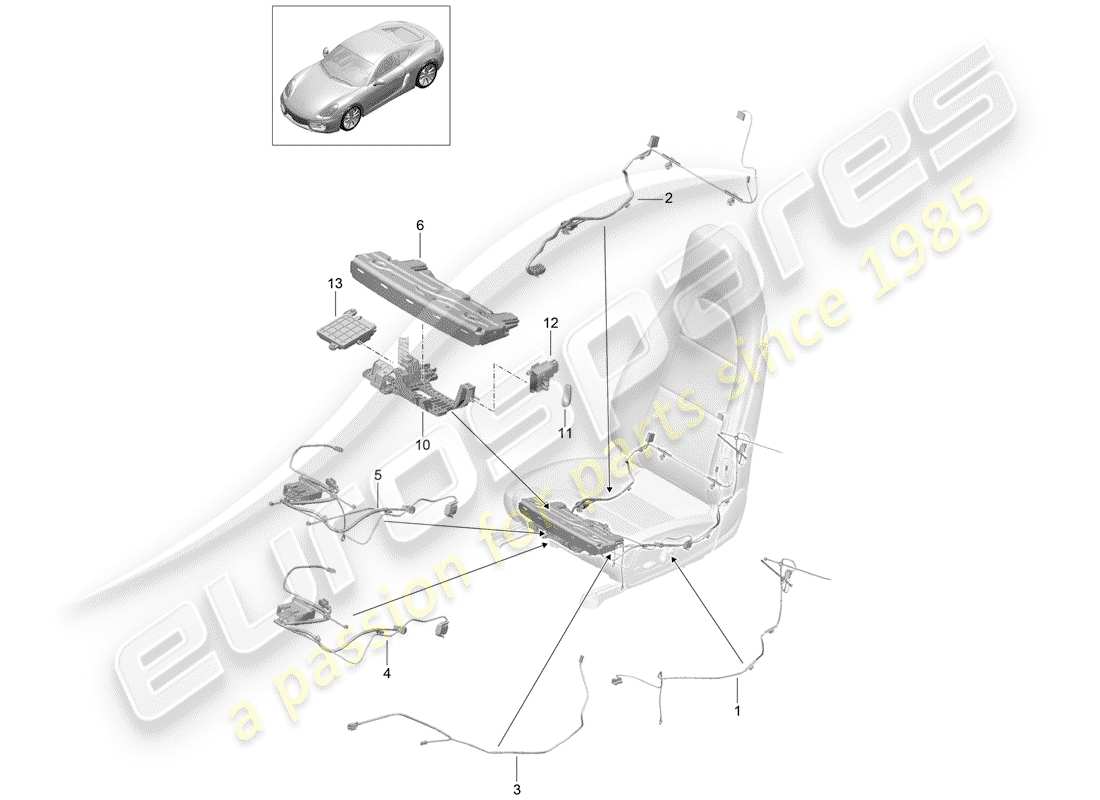 porsche cayman 981 (2014) wiring harnesses part diagram