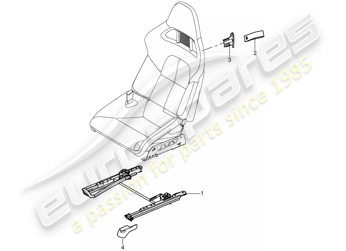 porsche 2008 (997-1 turbo / gt2) seat part diagram