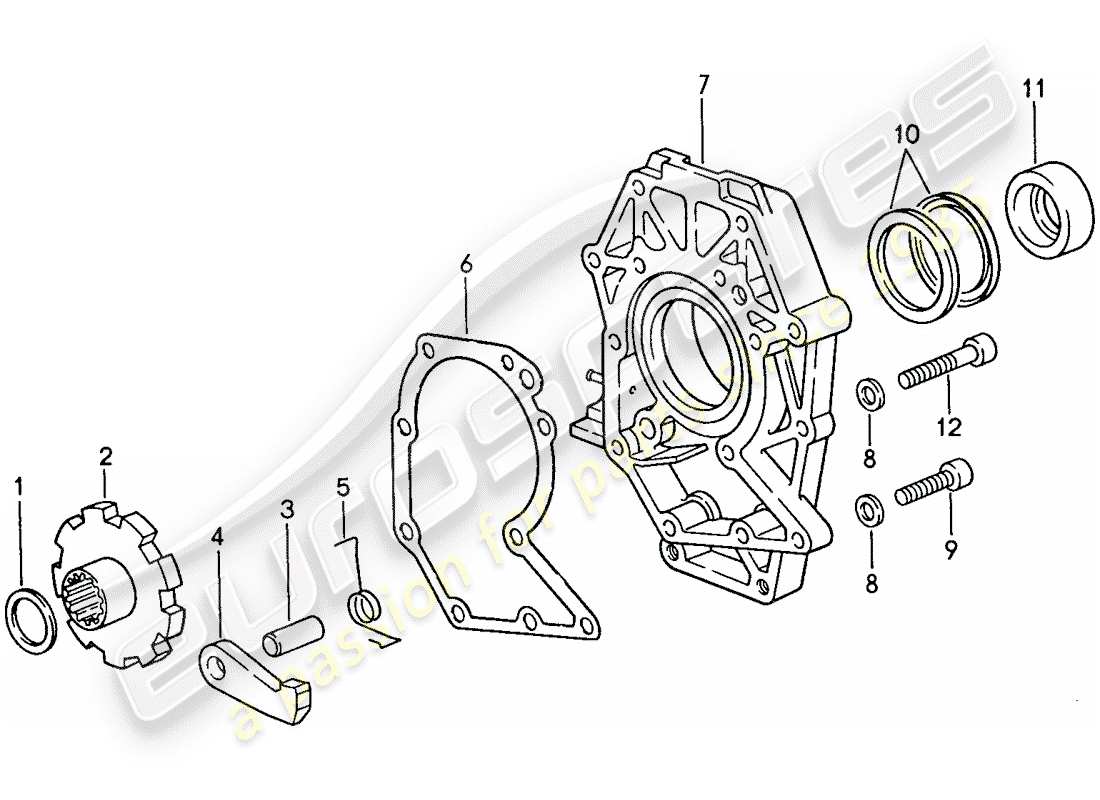 porsche 1987 (928) automatic transmission - intermediate plate - parking lock part diagram
