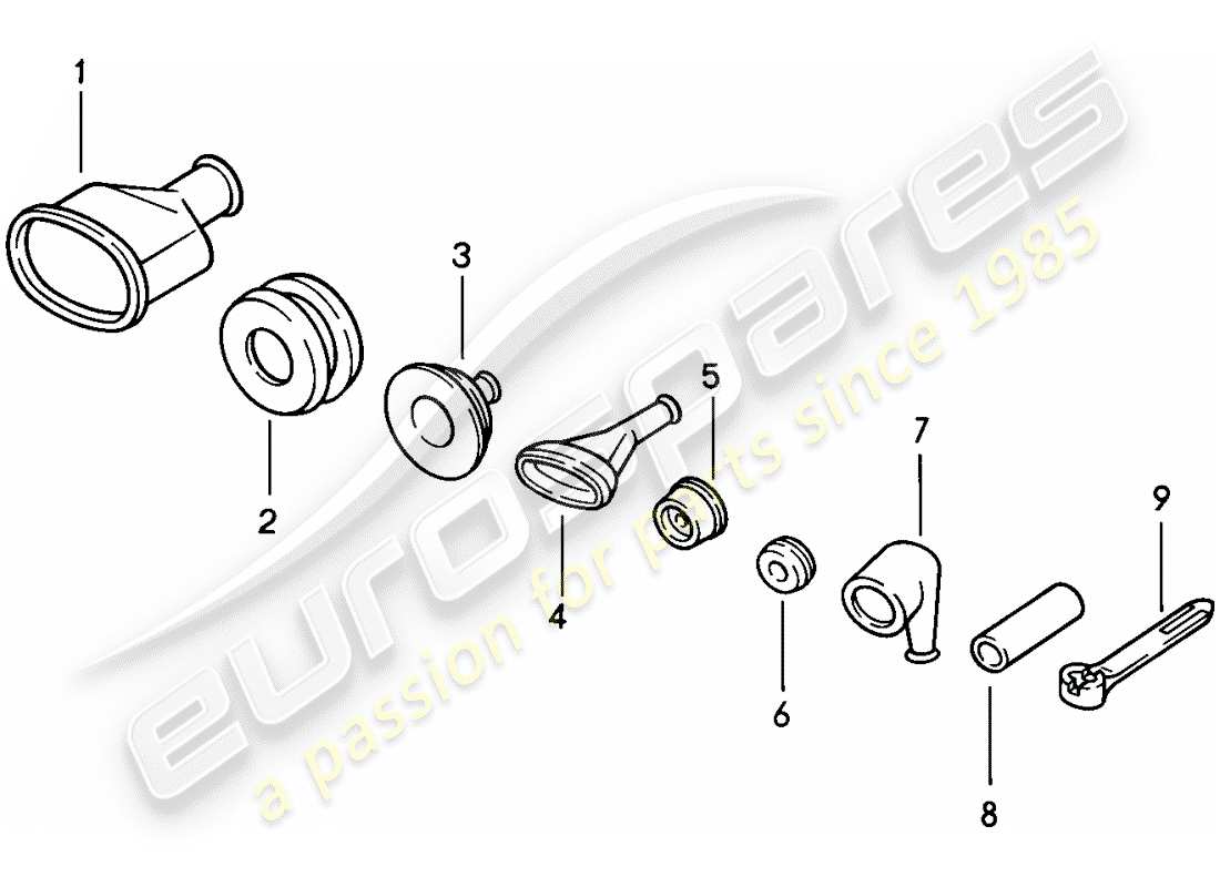 porsche 1986 (944) grommet - tie wrap part diagram