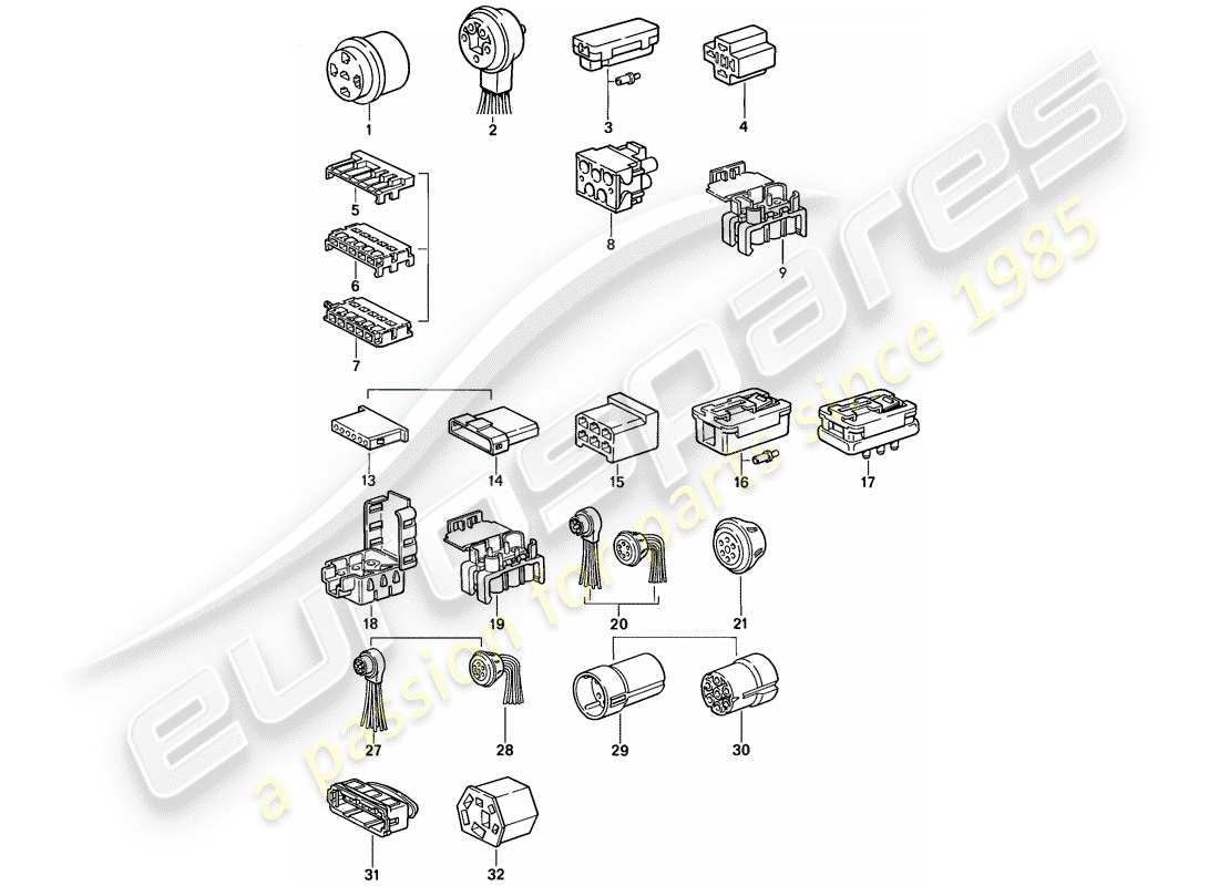 porsche 1986 (924s) connector housing part diagram