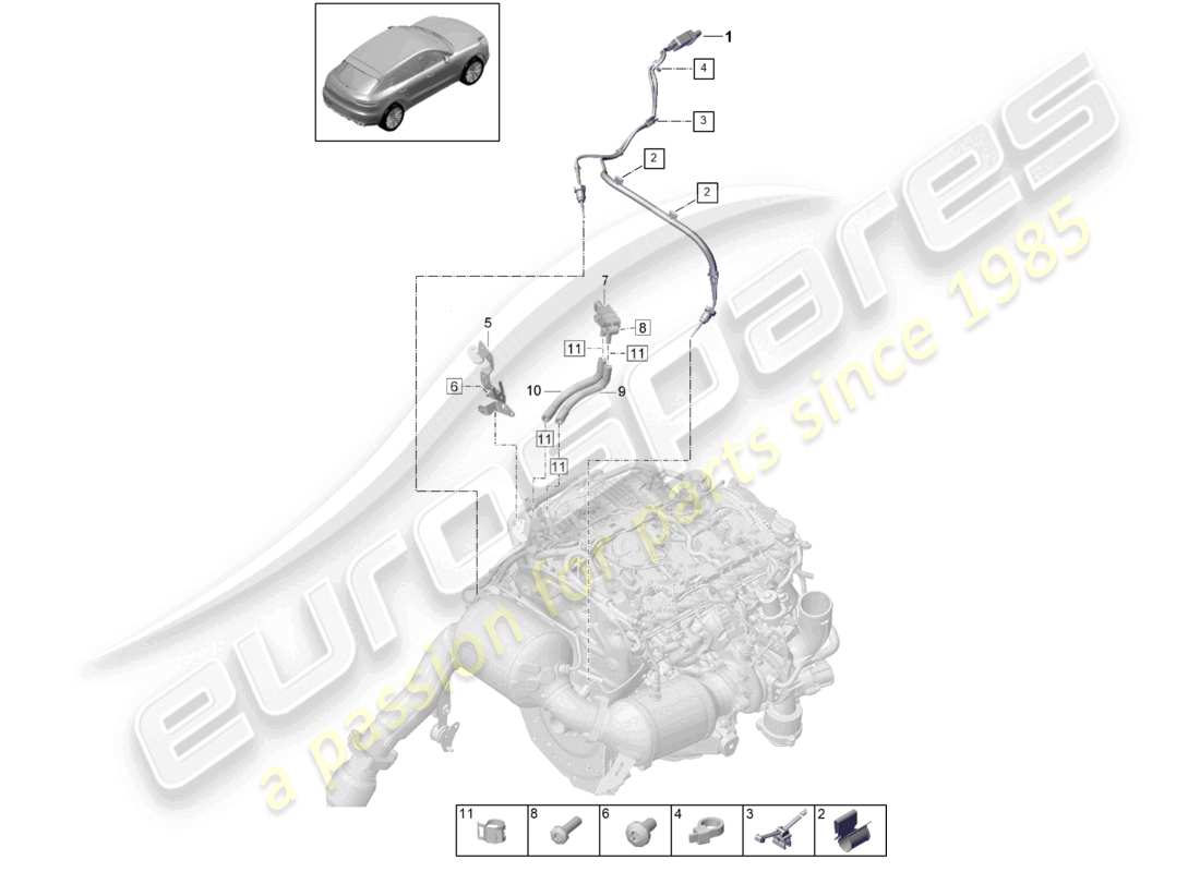 porsche 2019 (macan) pressure difference sender exhaust gas temperature sender for vehicles with a petrol particulate filter part diagram