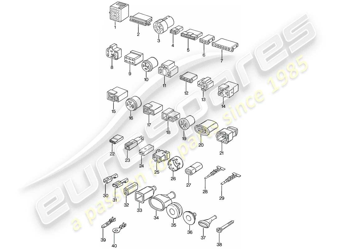 porsche 1976 (924) push-on connector part diagram