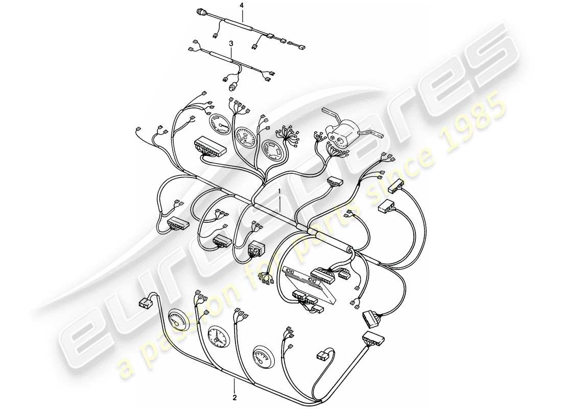 porsche 1986 (924s) wiring harnesses - dashboard - center console - lifting roof part diagram