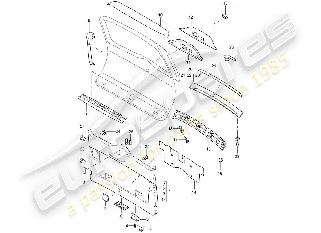 porsche 2005 (cayenne e1 9pa) trims part diagram