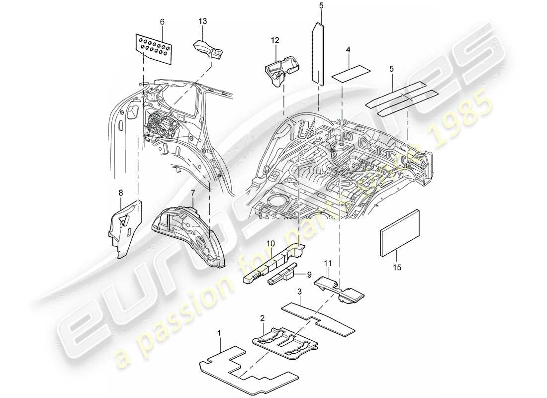porsche 2004 (cayenne e1 9pa) sound absorber part diagram