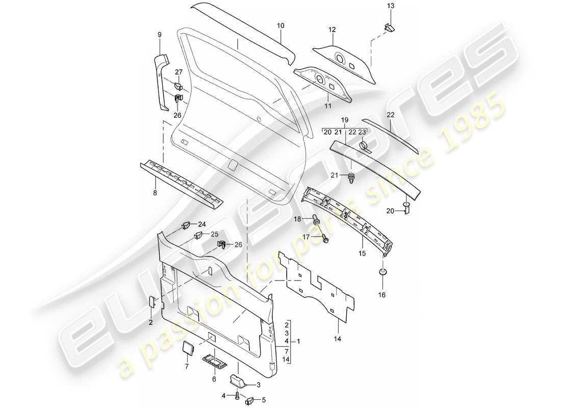 porsche 2010 (cayenne e1 9pa) trims part diagram