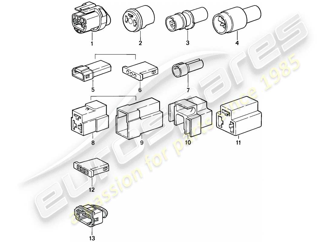 porsche 1986 (944) connector housing - 3-pole part diagram