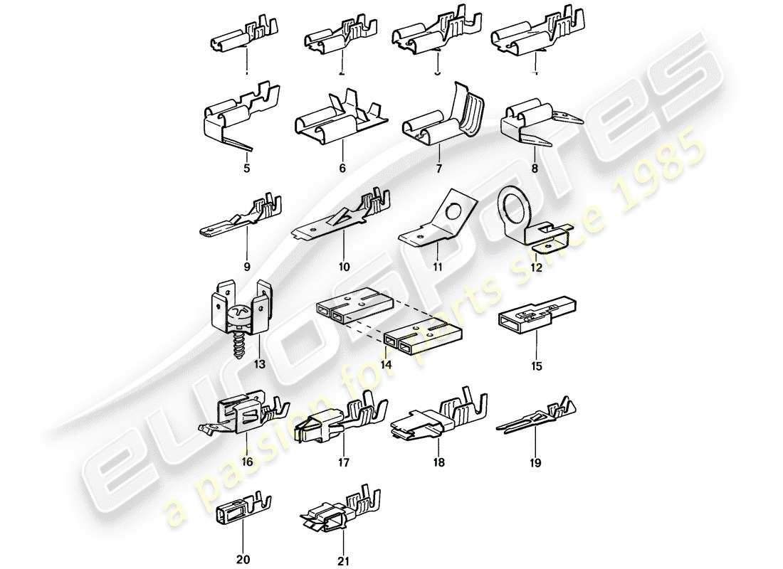 porsche 1987 (924s) male blade terminal - push-on connector part diagram