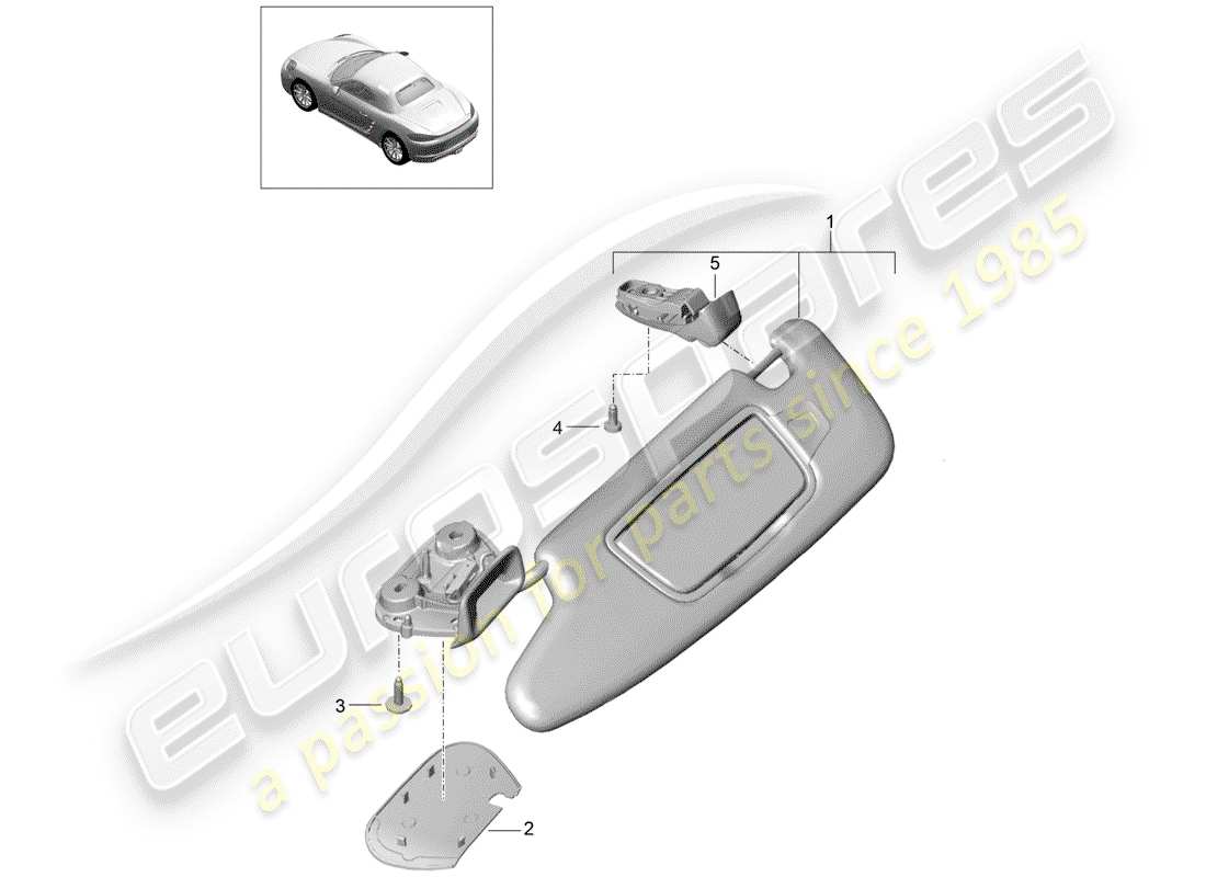 porsche 2018 (718 boxster) sun vizors part diagram