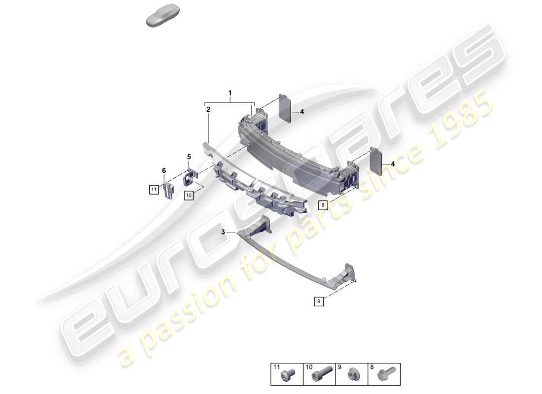 porsche 2019 (992-1) bumper carrier front 911 dakar part diagram