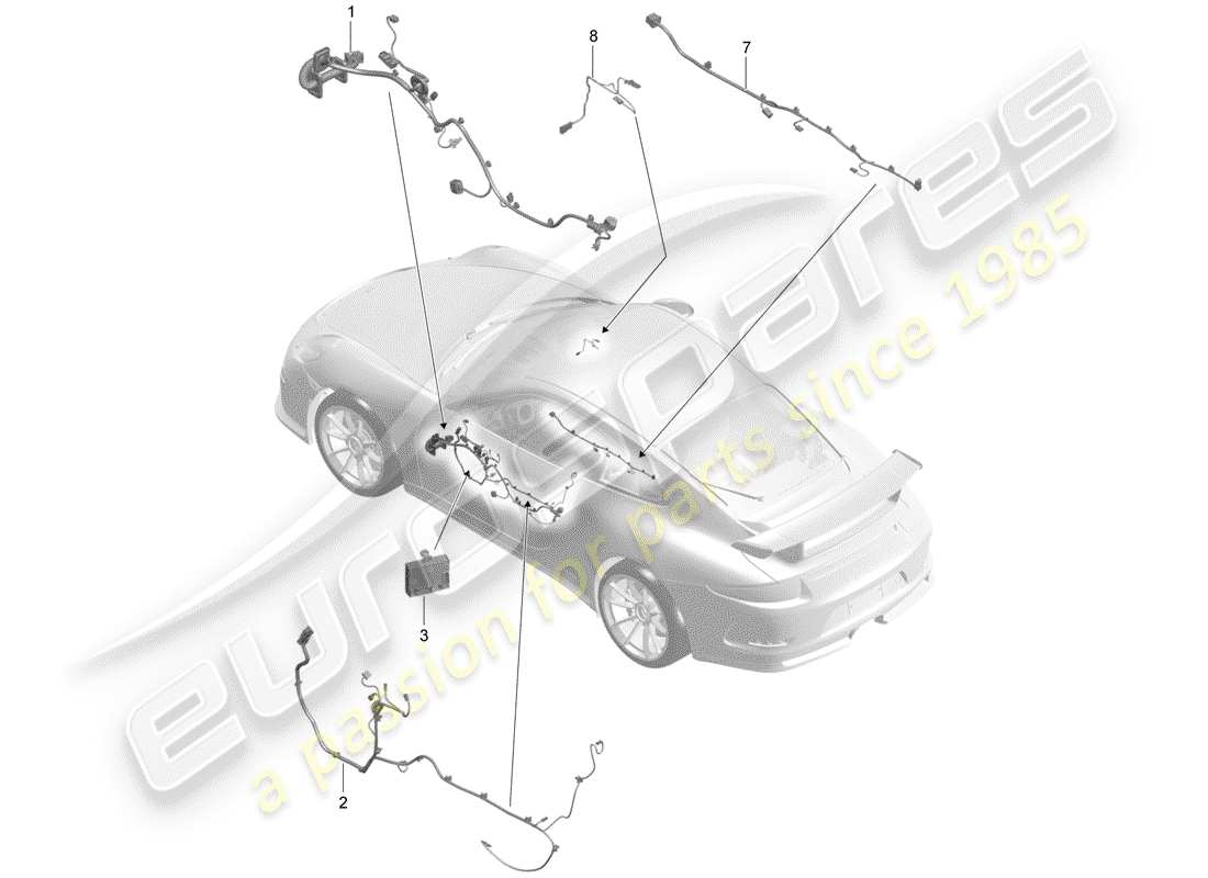 porsche 2020 (991-2 r/gt3/rs) wiring harnesses part diagram