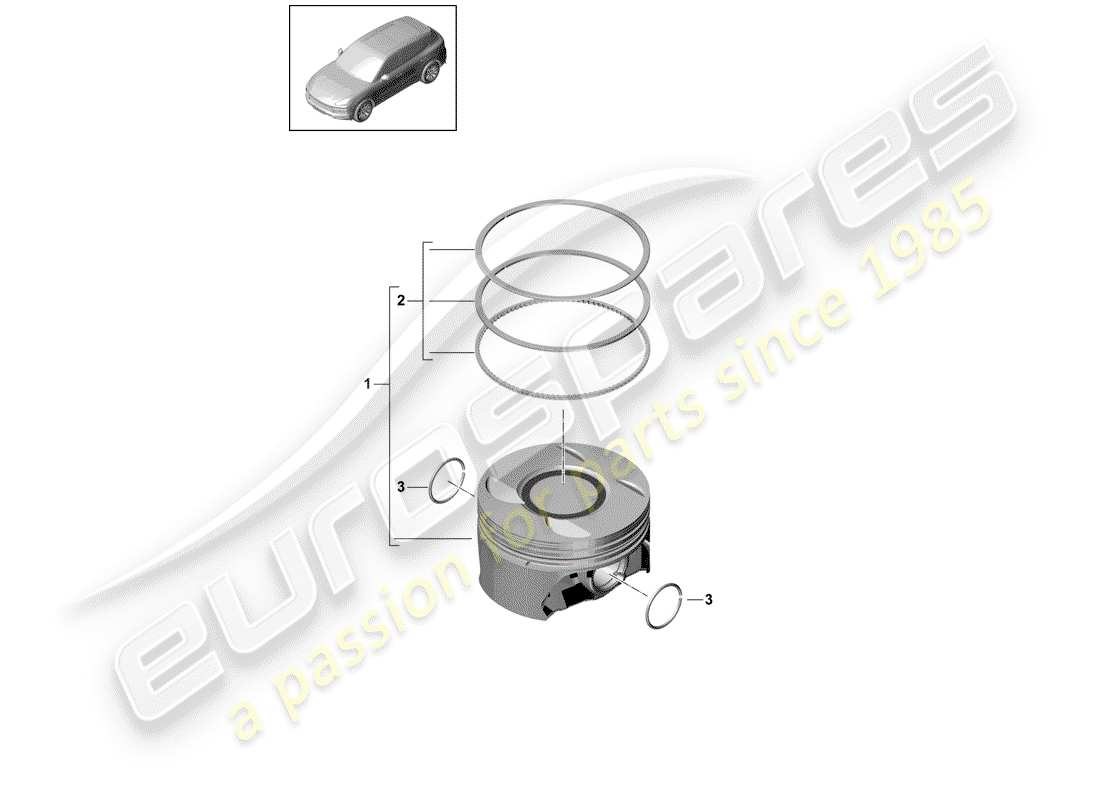 porsche 2019 (cayenne e3 9ya/9yb) piston complete part diagram