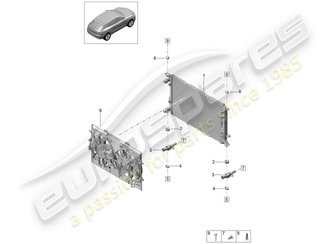 porsche 2019 (macan) water cooling part diagram