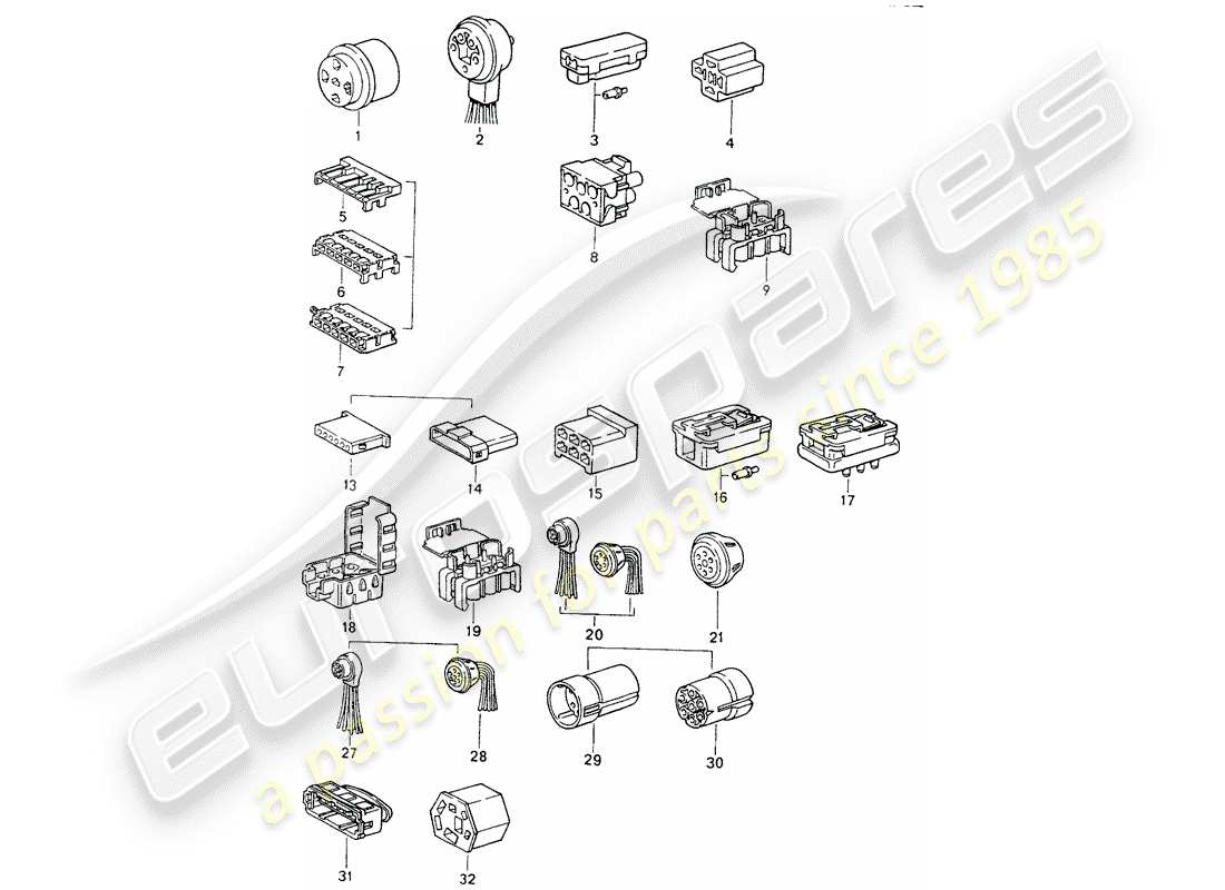 porsche 1990 (964) connector housing part diagram