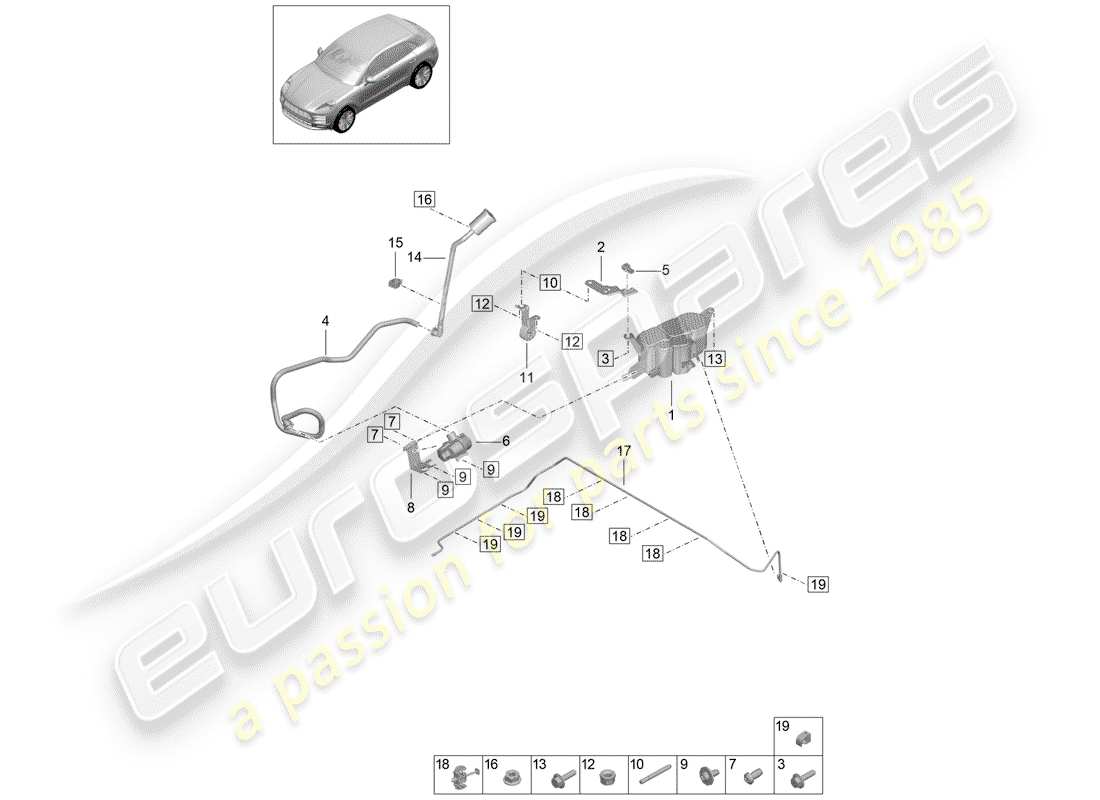 porsche 2019 (macan) evaporative emission canister part diagram