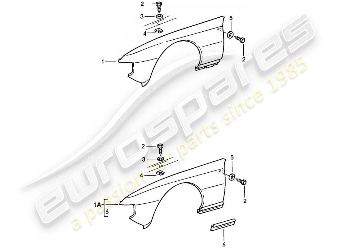 porsche 1976 (924) fender part diagram