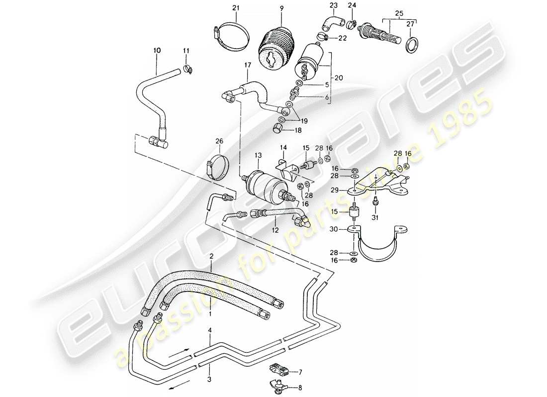 porsche 1994 (968) fuel system part diagram