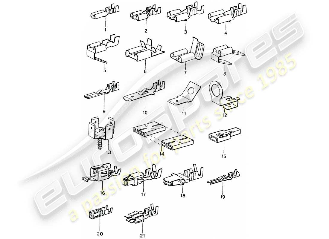 porsche 1990 (964) male blade terminal - push-on connector part diagram