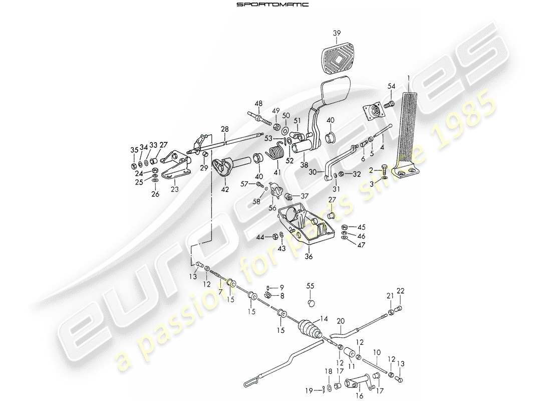 porsche 1970 (911) pedals part diagram