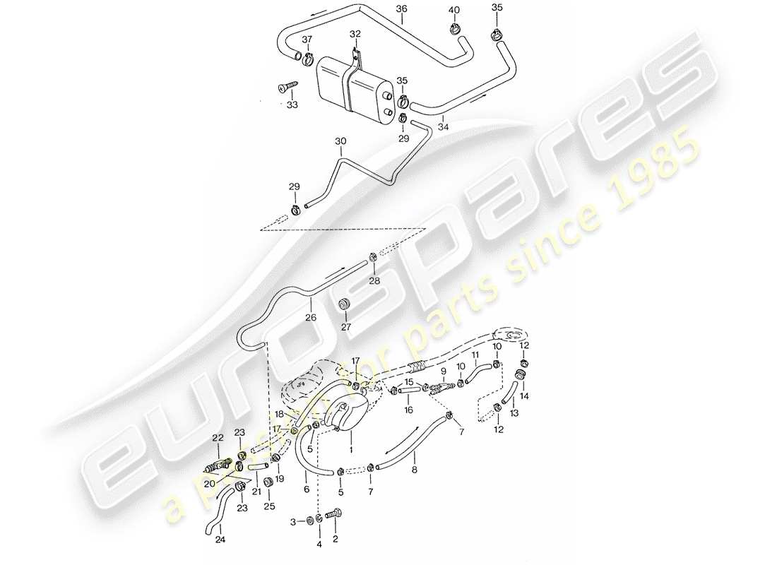 porsche 1975 (911) tank ventilation - d >> - mj 1974 part diagram
