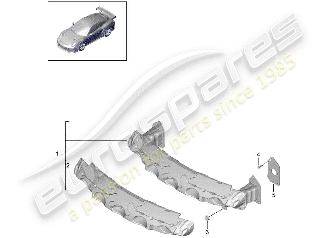 porsche 991 turbo (2014) bumper bracket parts diagram