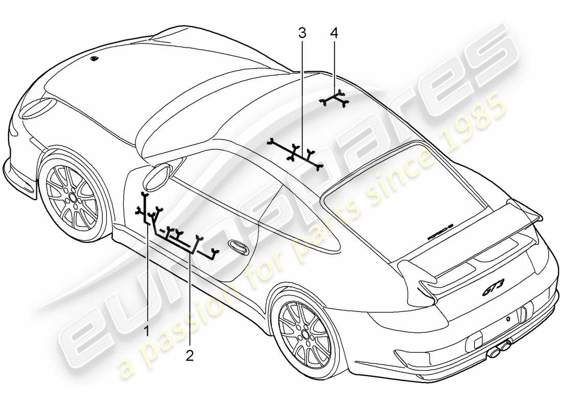 porsche 2011 (997-2 gt3) wiring harnesses part diagram