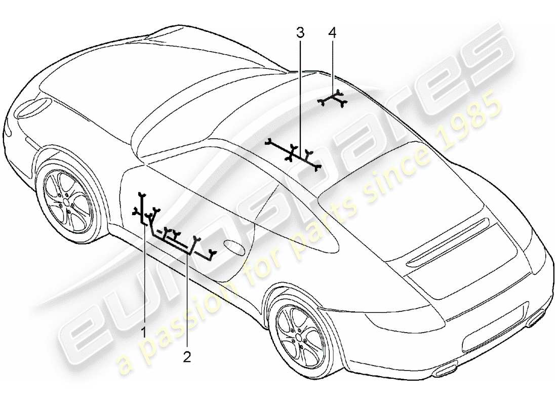 porsche 2007 (997-1) wiring harnesses part diagram