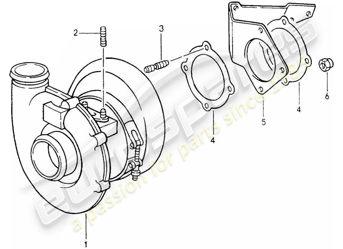 porsche 1992 (964) exhaust gas turbocharger parts diagram