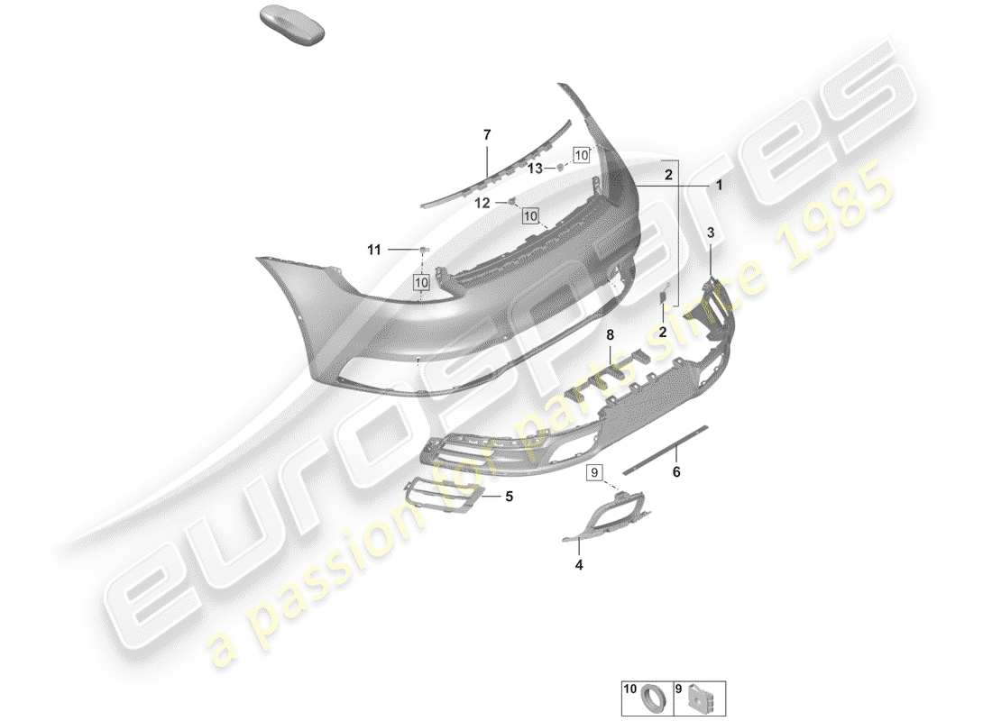 porsche 2020 (992-1) bumper parts diagram