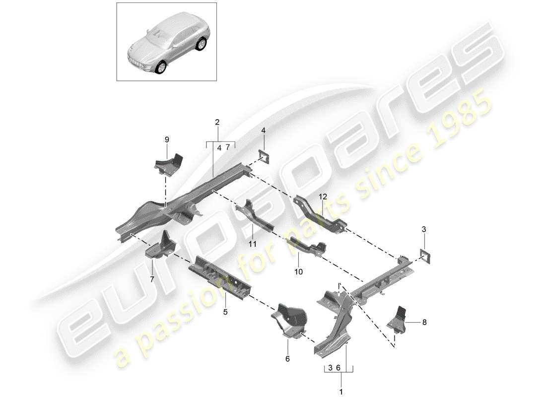 porsche 2014 (macan) frame part diagram