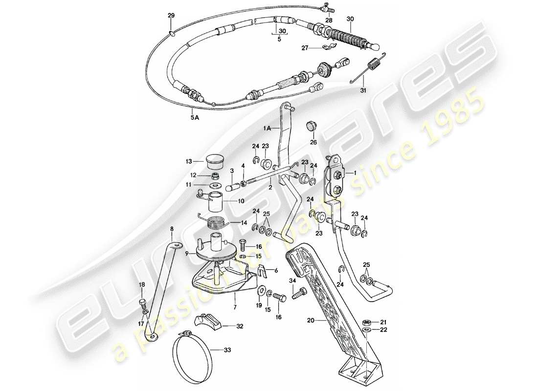 porsche 1981 (924) throttle control - accelerator cable - for - automatic transmission part diagram