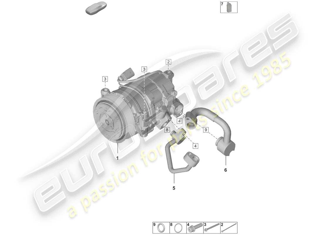 porsche 2020 (992-1) air conditioner compressor parts diagram
