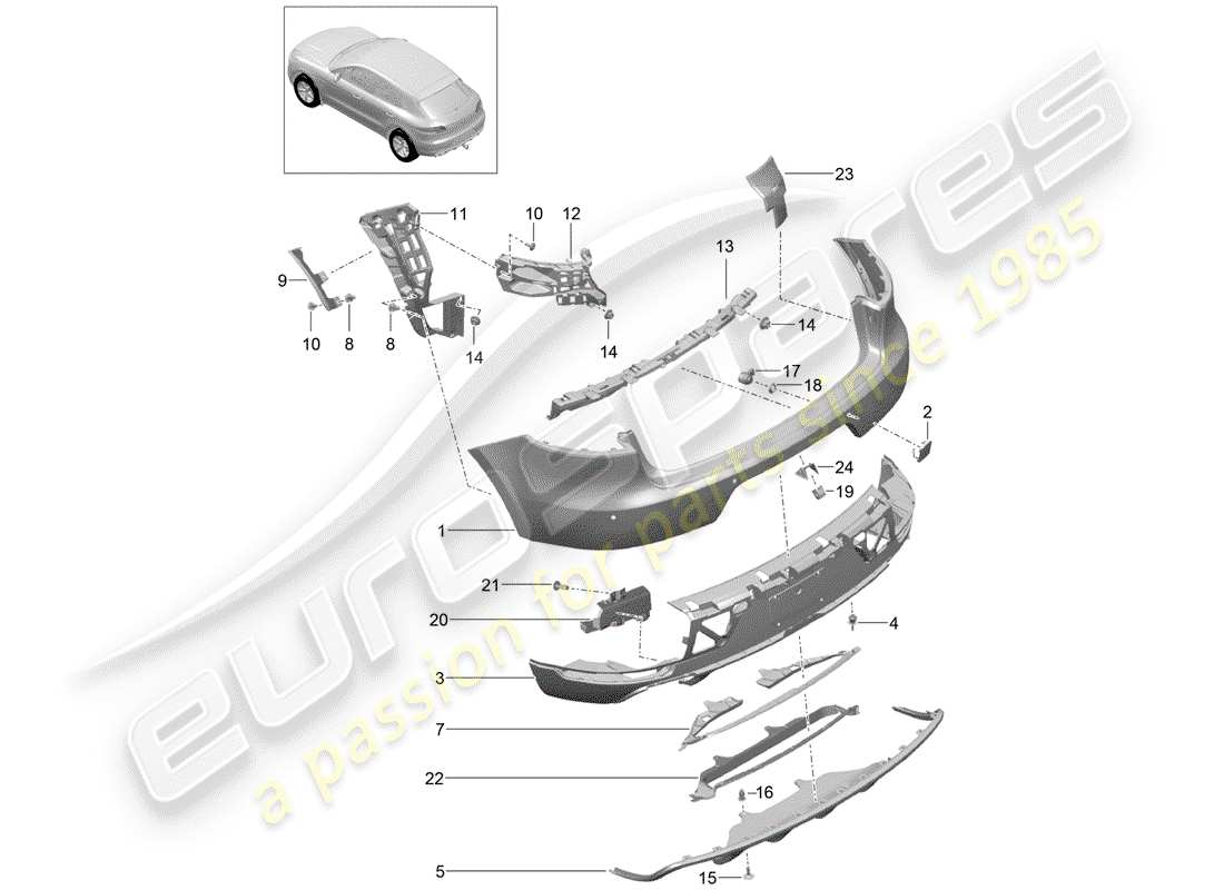 porsche 2016 (macan) bumper part diagram