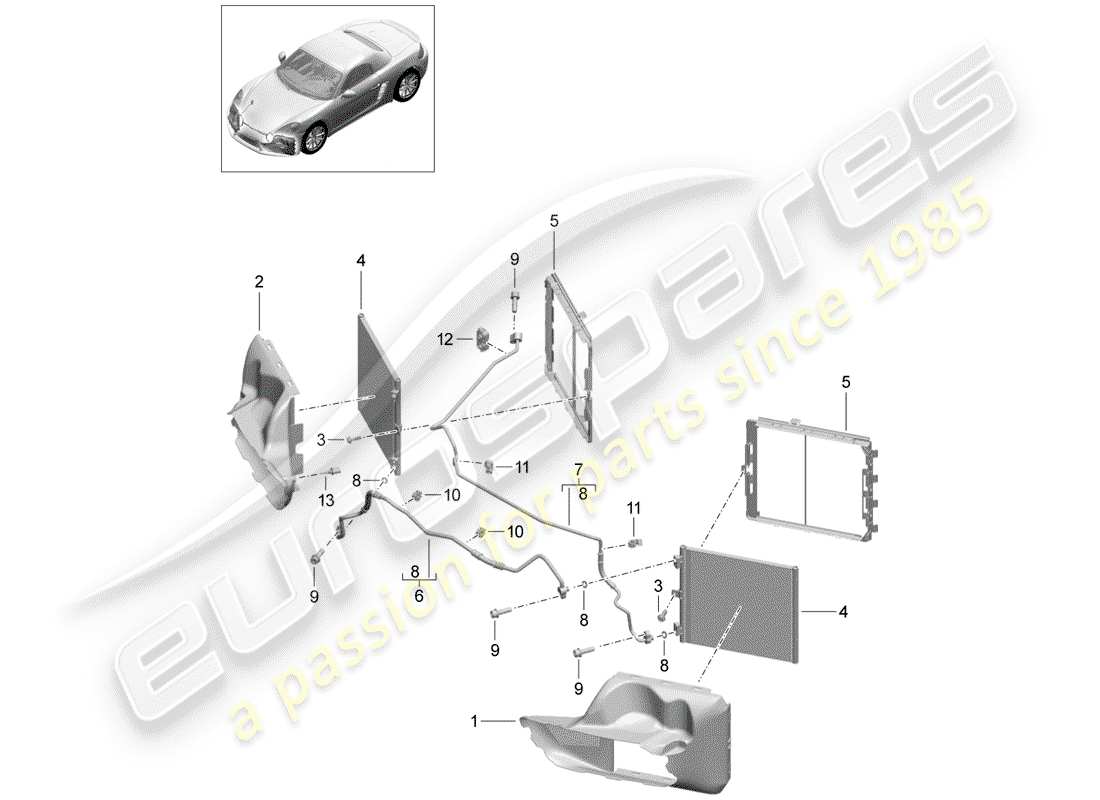 porsche 2017 (718 boxster) refrigerant circuit part diagram