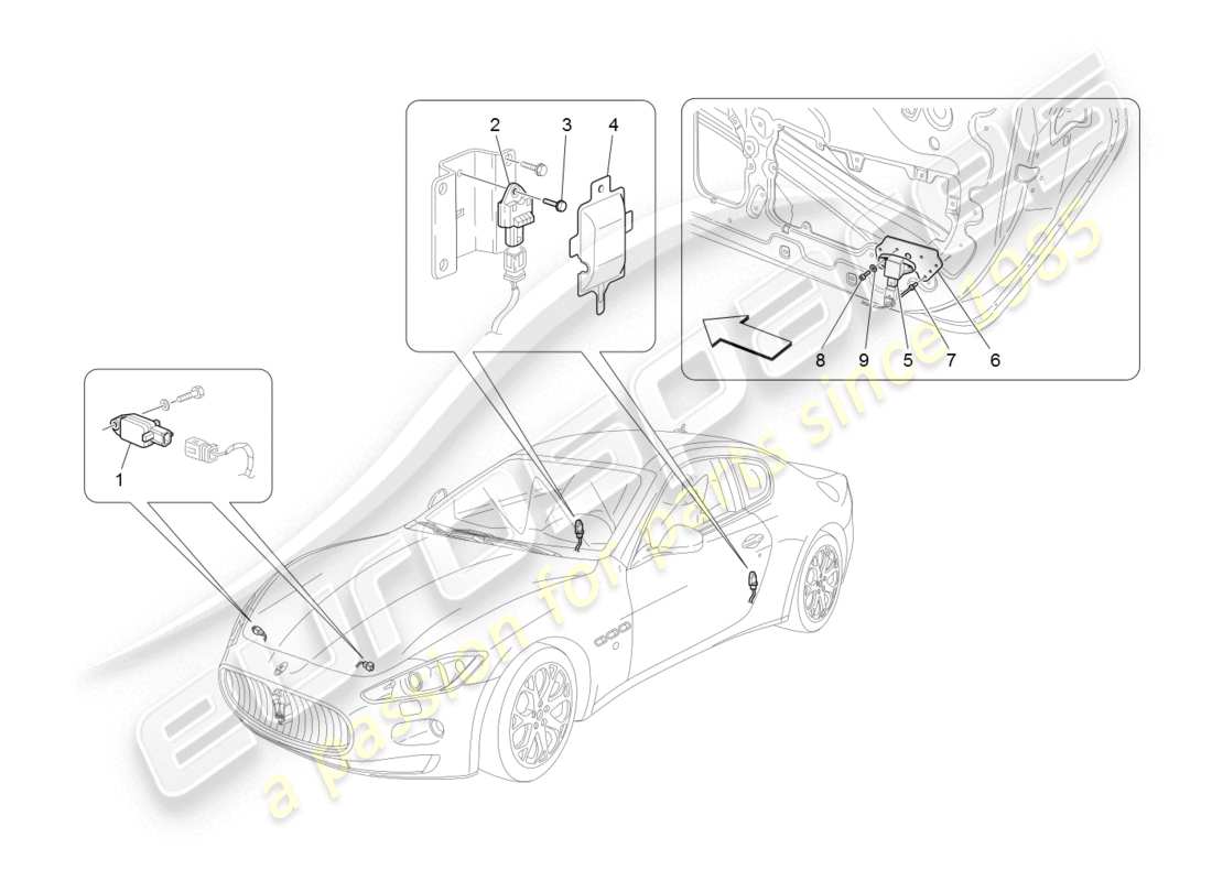 maserati granturismo (2008) crash sensors part diagram